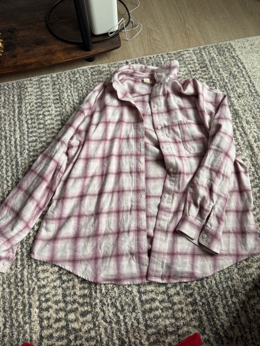 Aeropostale Pink and Cream Plaid Button-Up